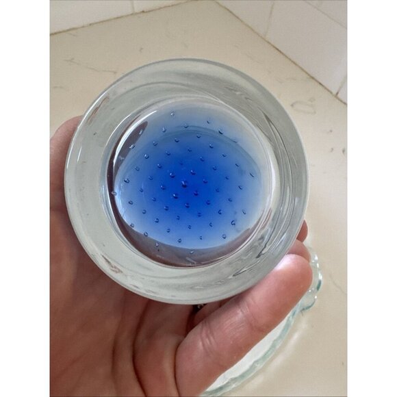 AMERICAN ATELIER OLD FASHIONED ROCKS COBALT BLUE CONTROLLED BUBBLE GLASSES - Picture 6 of 12